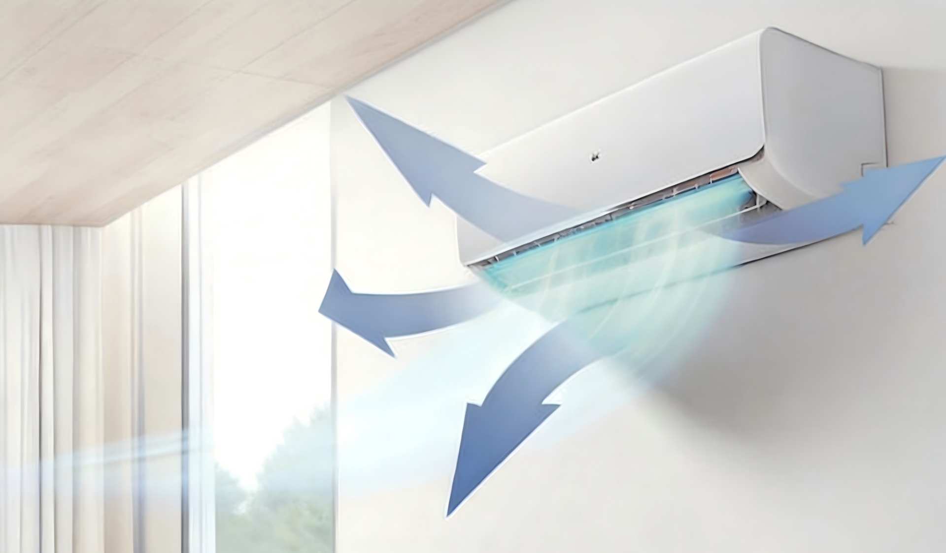 AUX air conditioner with smart 4d airflow and sound source localization