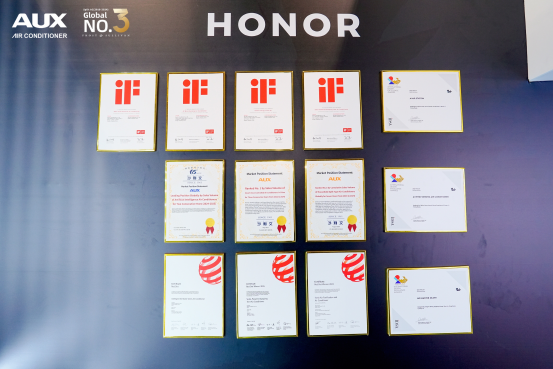 Global industry honors and Frost & Sullivan certifications for AUX Air Conditioning.
